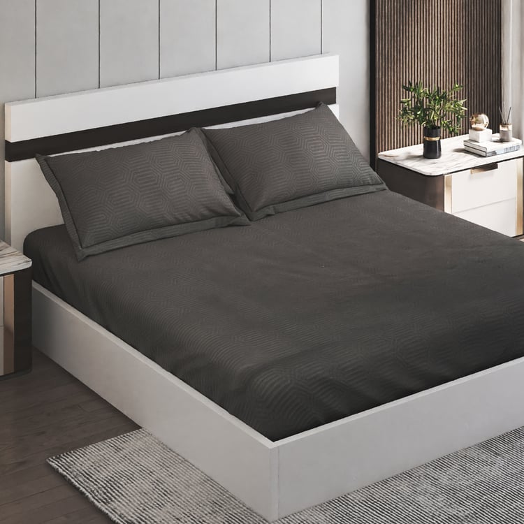 Zepher Hexa Cotton 300TC Jacquard 3Pcs King Fitted Bedsheet Set
