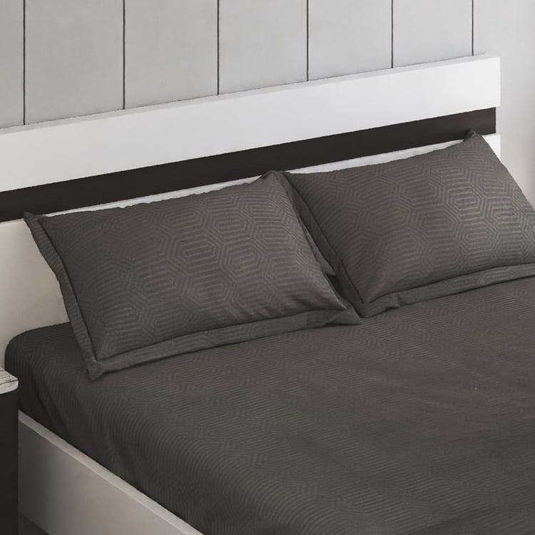 Zepher Hexa Cotton 300TC Jacquard 3Pcs King Fitted Bedsheet Set