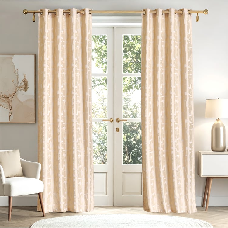 Morris Bract Set of 2 Jacquard Room Darkening Door Curtains