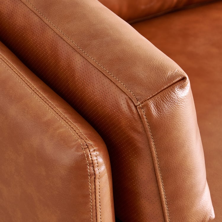 Cinnamon Half Leather 3-Seater Sofa with Cushions - Tan