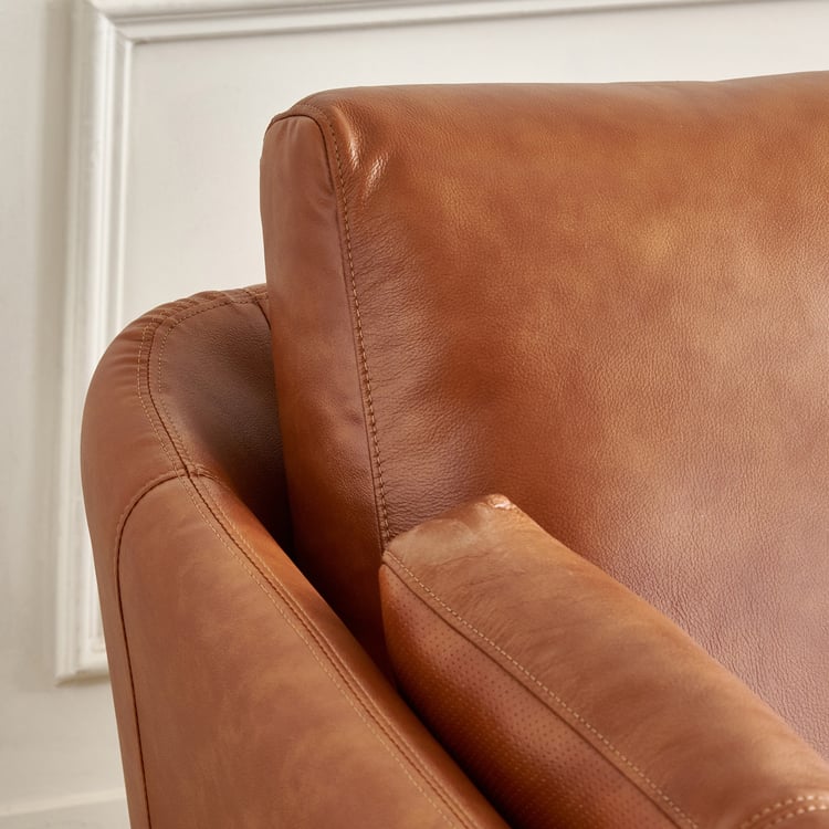 Cinnamon Half Leather 3-Seater Sofa with Cushions - Tan