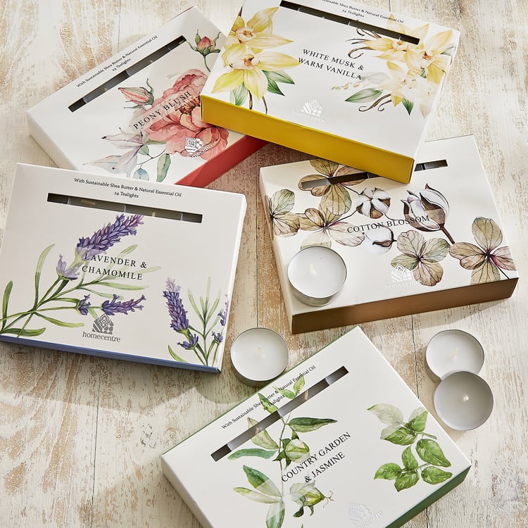 Utopia Refresh Bouquet Set of 24 Lavender and Chamomile Scented T-Light Candles