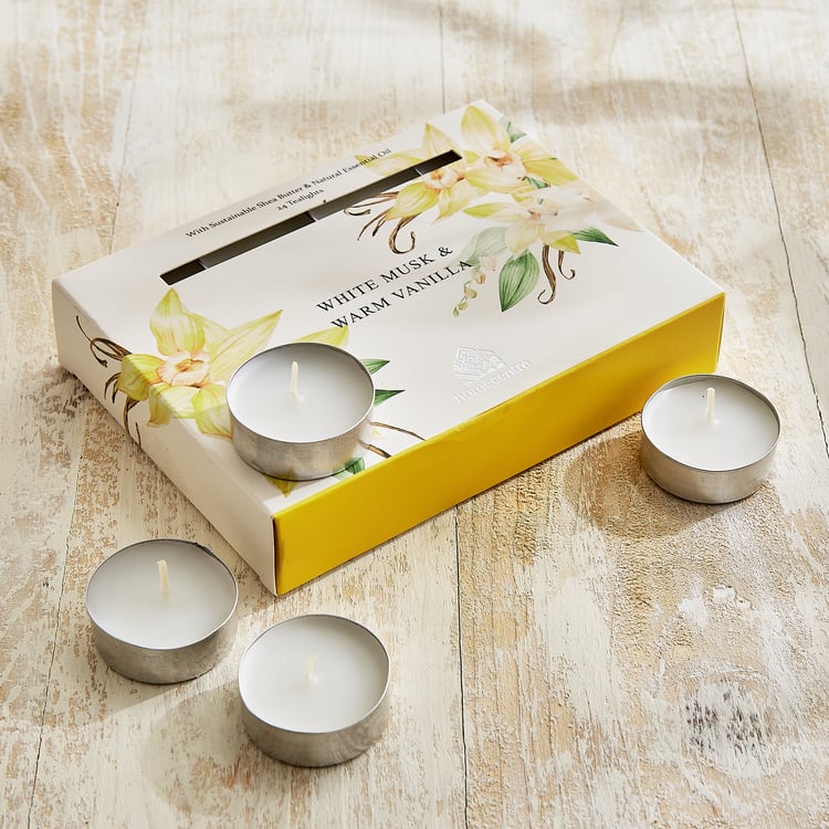 Utopia Refresh Bouquet Set of 24 White Musk and Warm Vanilla Scented T-Light Candles