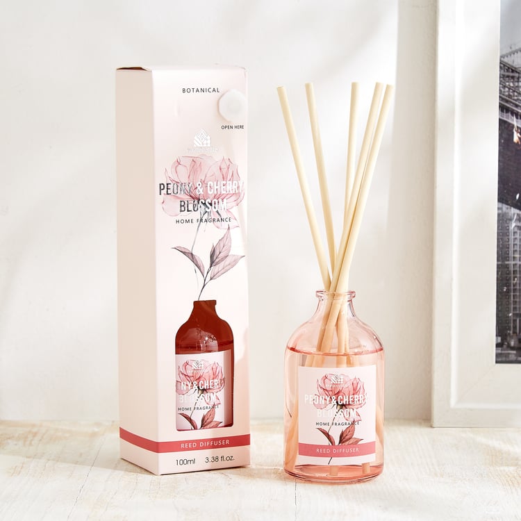 Garnet Serene Botany Peony and Cherry Blossom Reed Diffuser Set