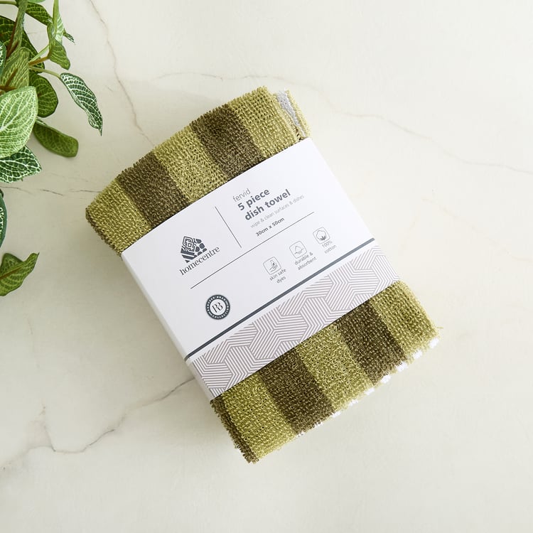 Fervid Botanica Set of 5 Cotton Striped Dish Towel