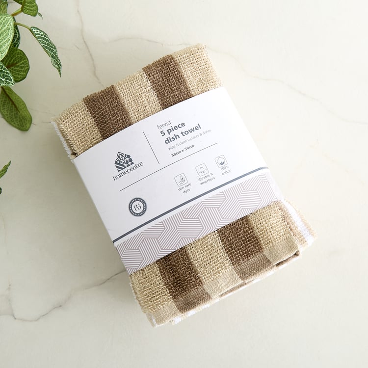 Fervid Sundried Set of 5 Cotton Striped Dish Towel
