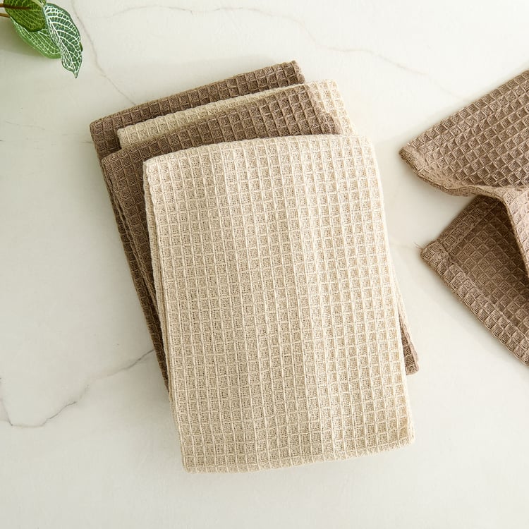 Fervid Waffle Sundried Set of 5 Cotton Dish Towels