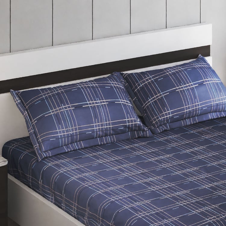 Onyx Denby Cotton 180TC Checked 3Pcs King Fitted Bedsheet Set