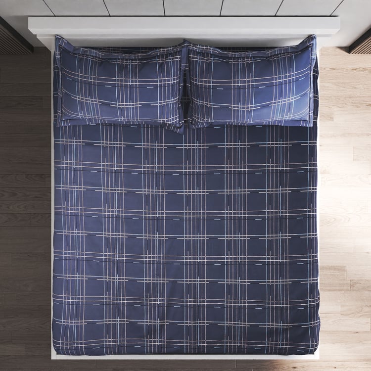 Onyx Denby Cotton 180TC Checked 3Pcs King Fitted Bedsheet Set