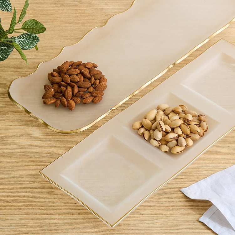 Frostra Hernan Frosted Glass 3 Partition Serving Platter - 40.5x15cm