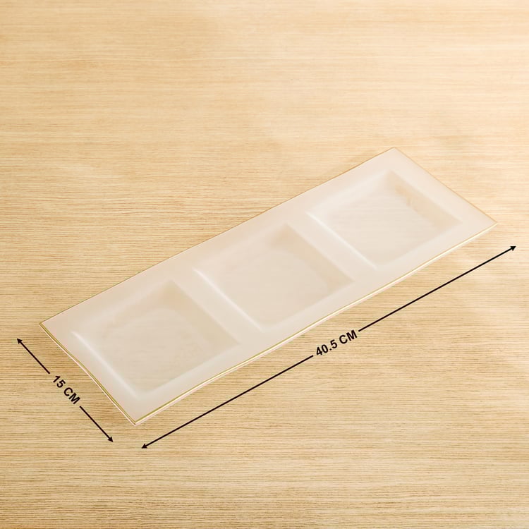 Frostra Hernan Frosted Glass 3 Partition Serving Platter - 40.5x15cm