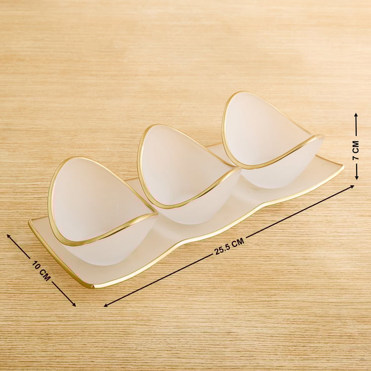 Frostra Hernan Set of 3 Glass Snack Bowls with Platter