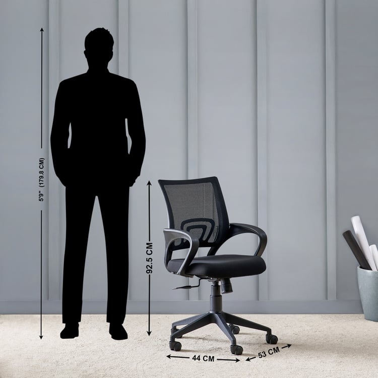 Yuva Afro Mesh Mid Back Office Chair - Black