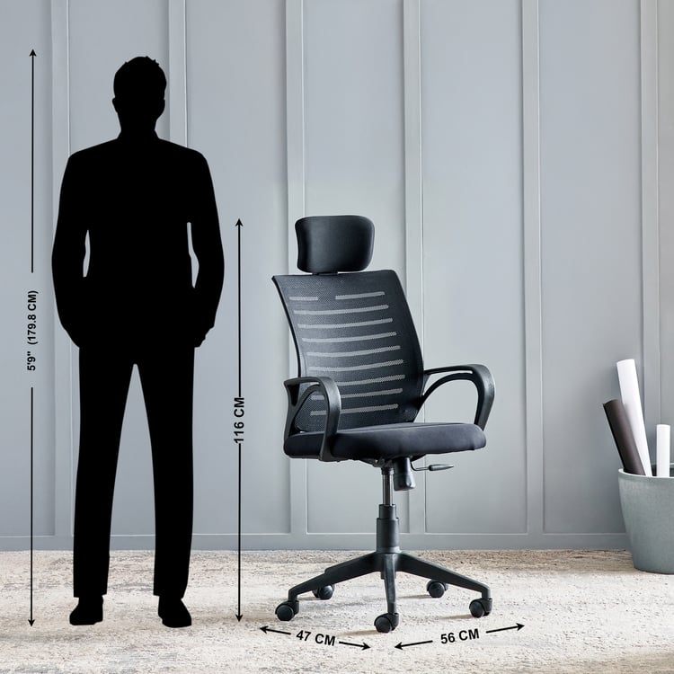 Yuva Diego Mesh High Back Office Chair - Black