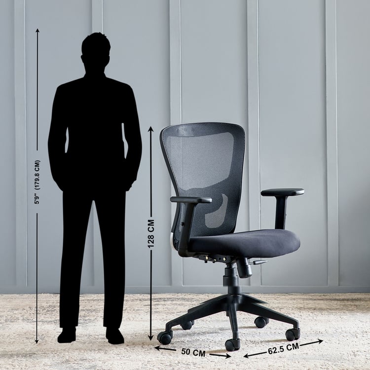 Yuva Jade Mesh Mid Back Office Chair - Black