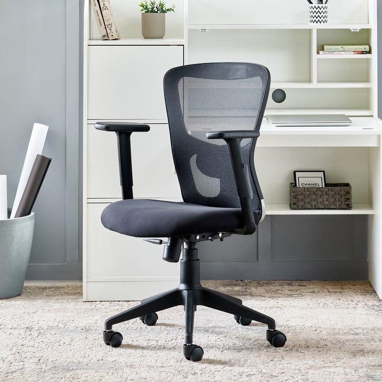 Yuva Jade Mesh Mid Back Office Chair - Black
