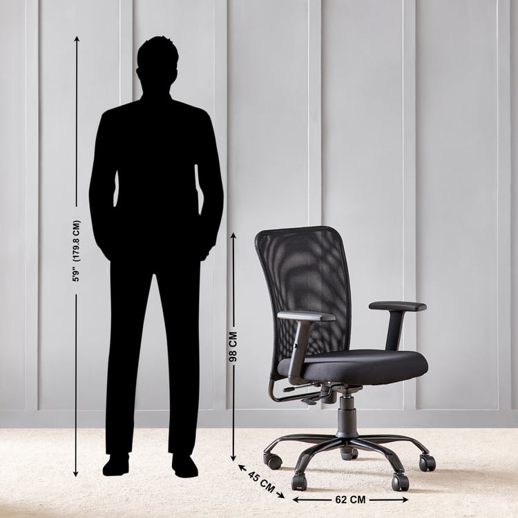 Yuva Magna Mesh Mid Back Office Chair - Black