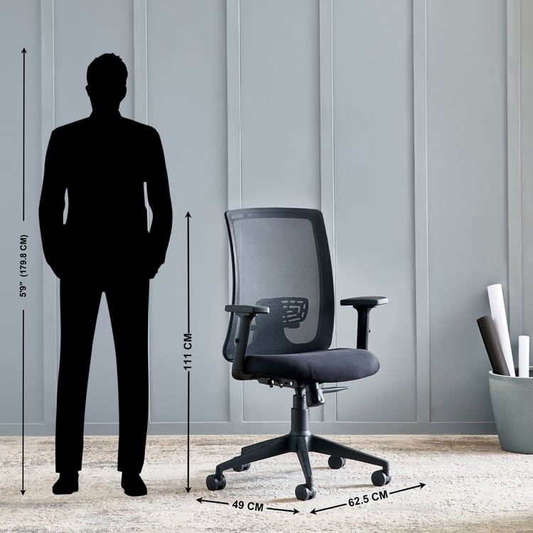 Yuva Breathe Mesh Mid Back Office Chair - Black