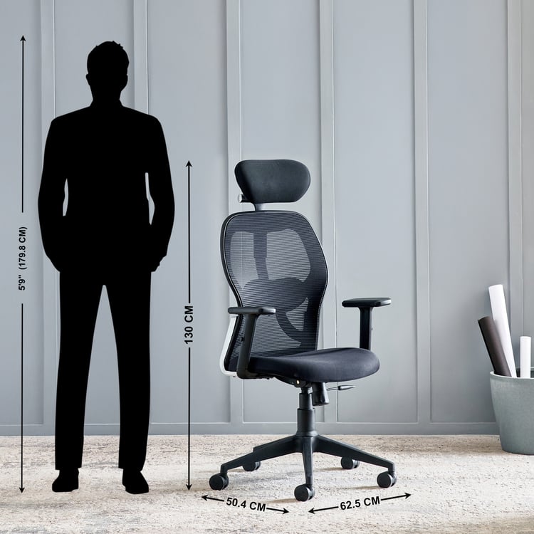 Yuva Zenith Mesh High Back Office Chair - Black
