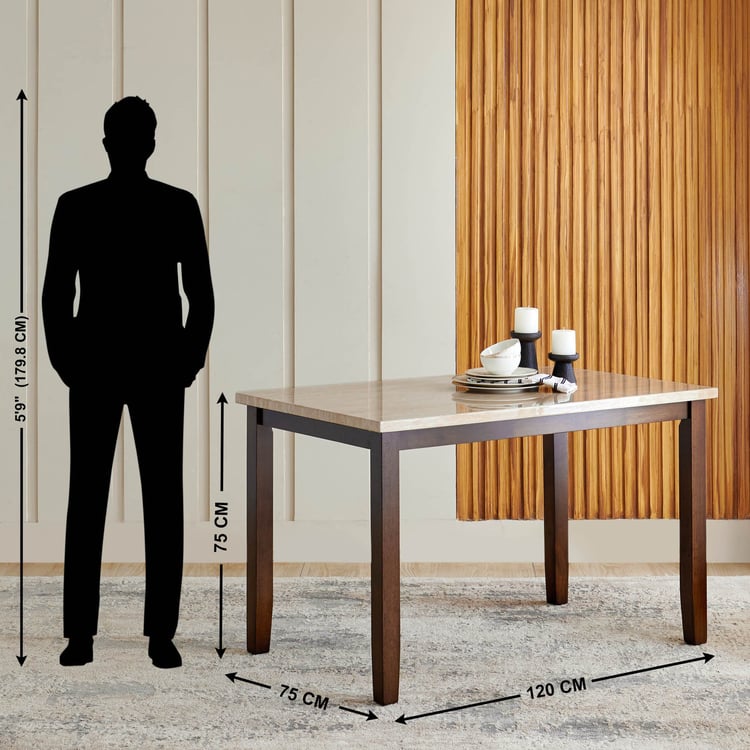 Helios Casper Faux Marble Top 4-Seater Dining Set with Chairs and Bench - Brown