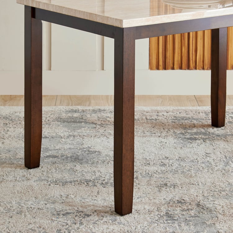 Helios Casper Faux Marble Top 4-Seater Dining Set with Chairs and Bench - Brown