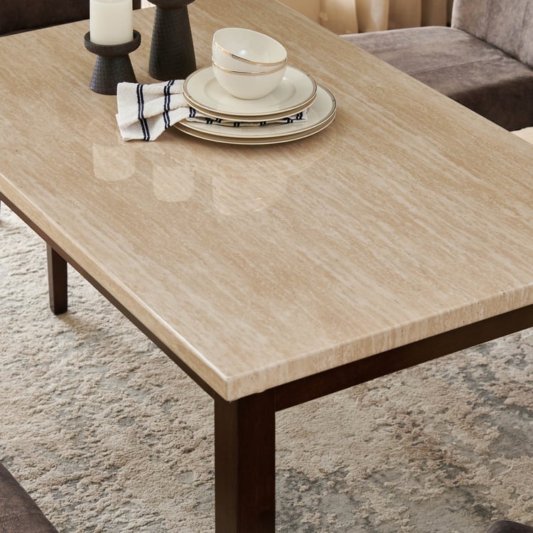 Helios Casper Faux Marble Top 4-Seater Dining Set with Chairs - Brown