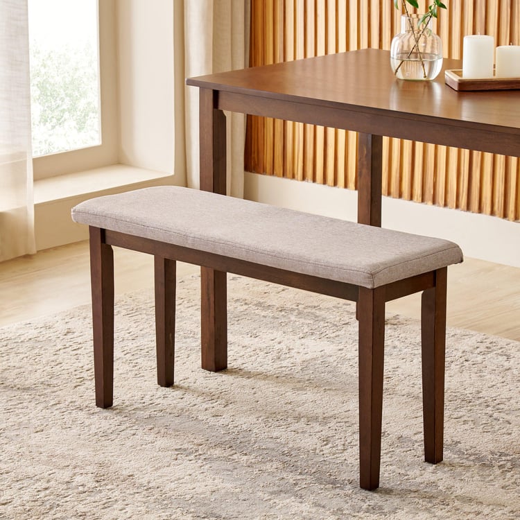 Helios Lia NXT Solid Wood 4-Seater Dining Set with Chairs and Bench - Brown