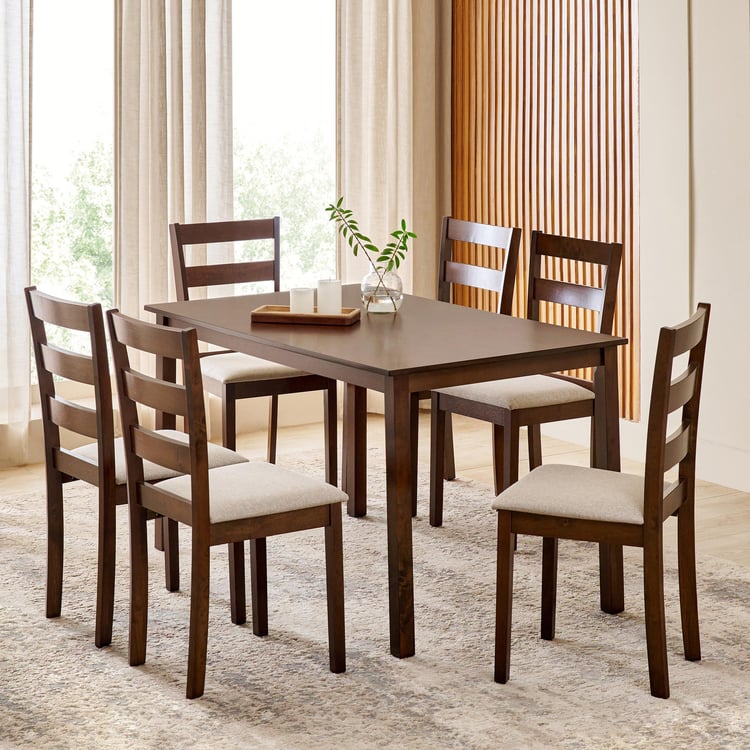 Helios Lia NXT Solid Wood 6-Seater Dining Set with Chairs - Brown