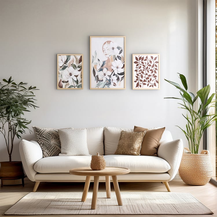 Brezza Twist Set of 3 Canvas Girl and Floral Picture Frames