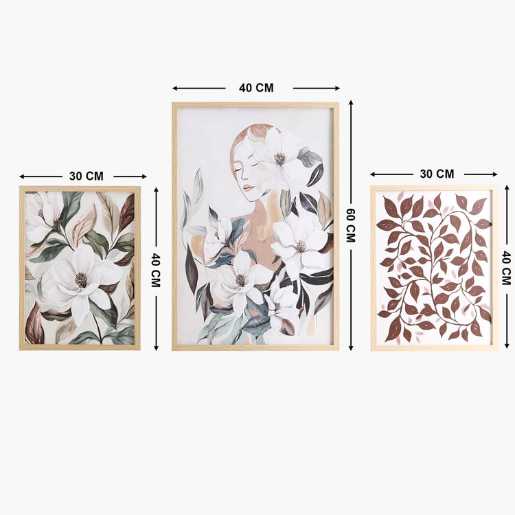 Brezza Twist Set of 3 Canvas Girl and Floral Picture Frames