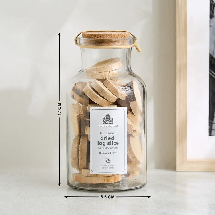 Lets Garden Hues Dried Log Slices in Glass Bottle