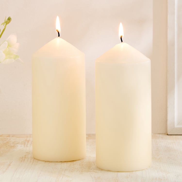 Claire Set of 2 Unscented Pillar Candles