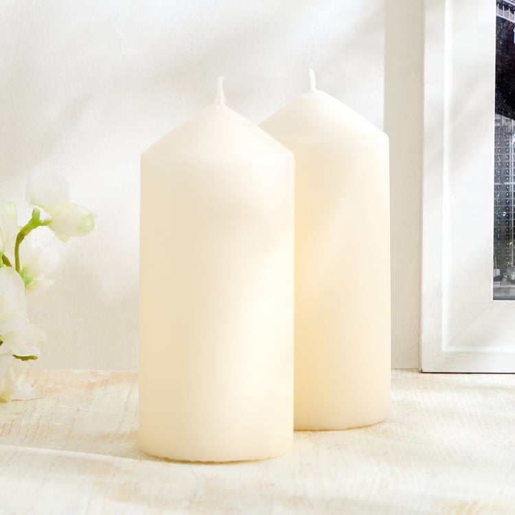 Claire Set of 2 Unscented Pillar Candles