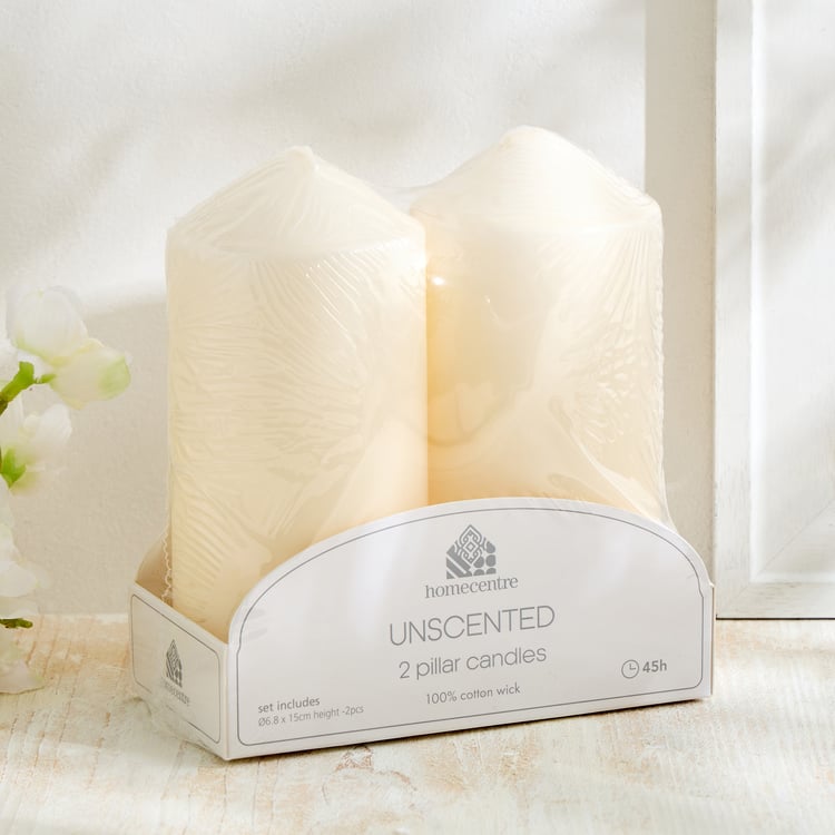 Claire Set of 2 Unscented Pillar Candles
