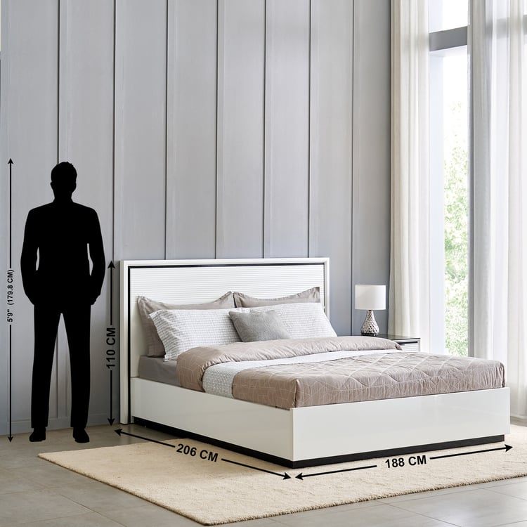 Sterling Lenard King Bed with Hydraulic Storage - White