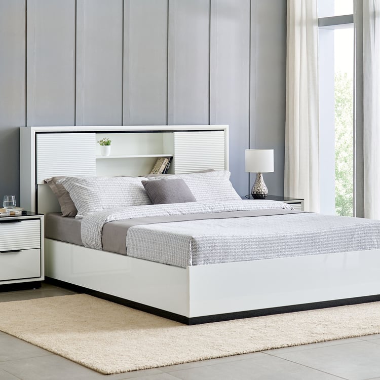 Sterling Albert King Bed with Hydraulic Storage - White