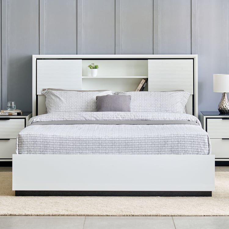 Sterling Albert King Bed with Hydraulic Storage - White