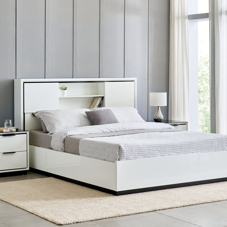 Sterling Albert King Bed with Box Storage - White