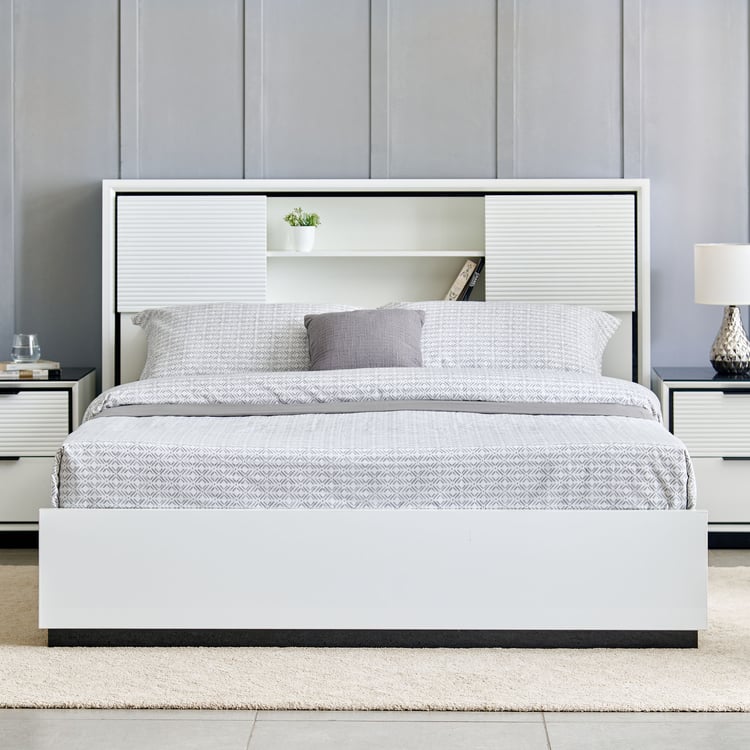 Sterling Albert King Bed with Box Storage - White