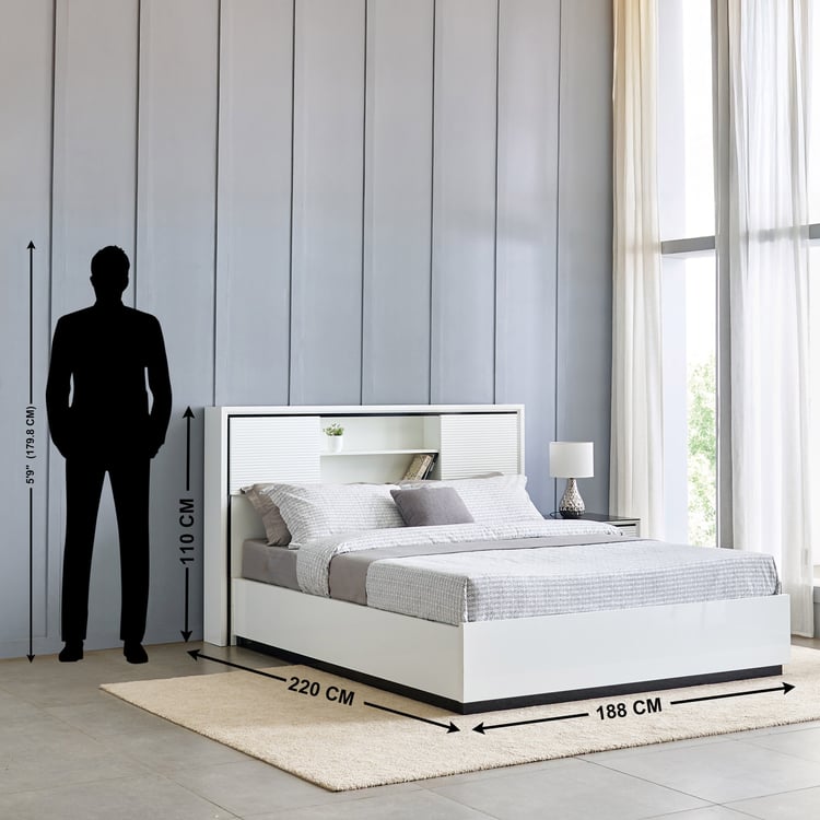 Sterling Albert King Bed with Box Storage - White