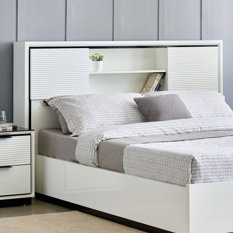 Sterling Albert King Bed with Box Storage - White