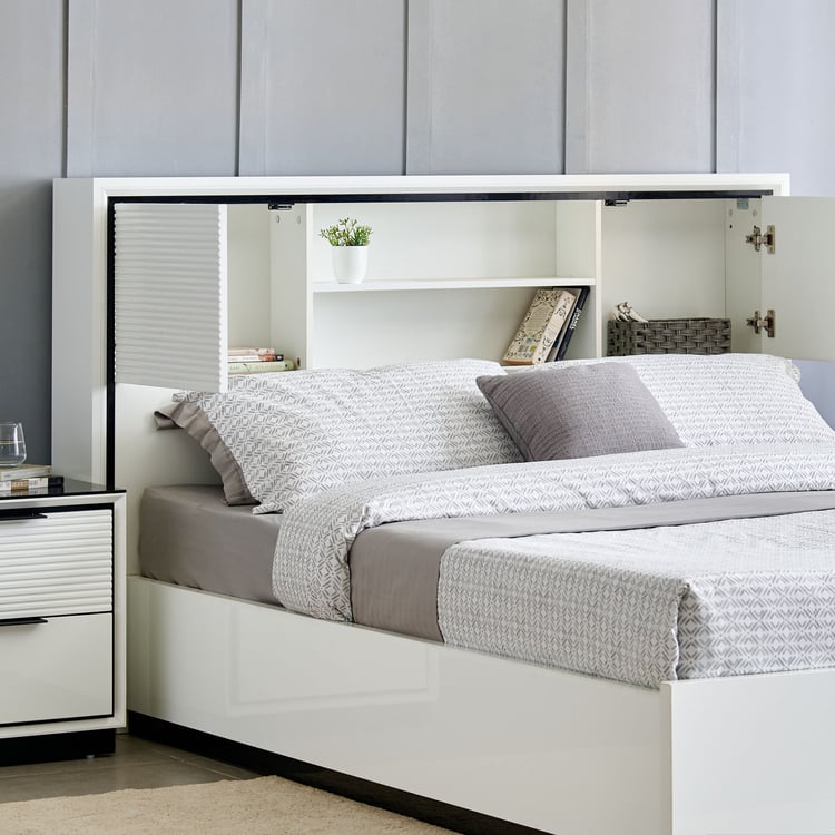 Sterling Albert King Bed with Box Storage - White