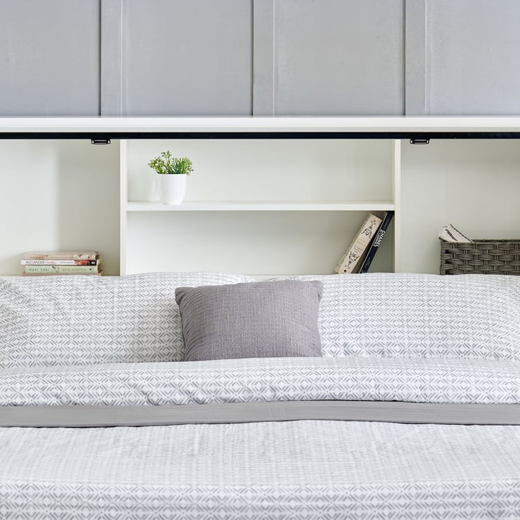 Sterling Albert King Bed with Box Storage - White