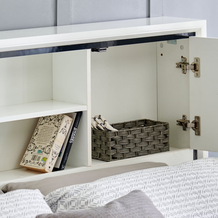 Sterling Albert King Bed with Box Storage - White