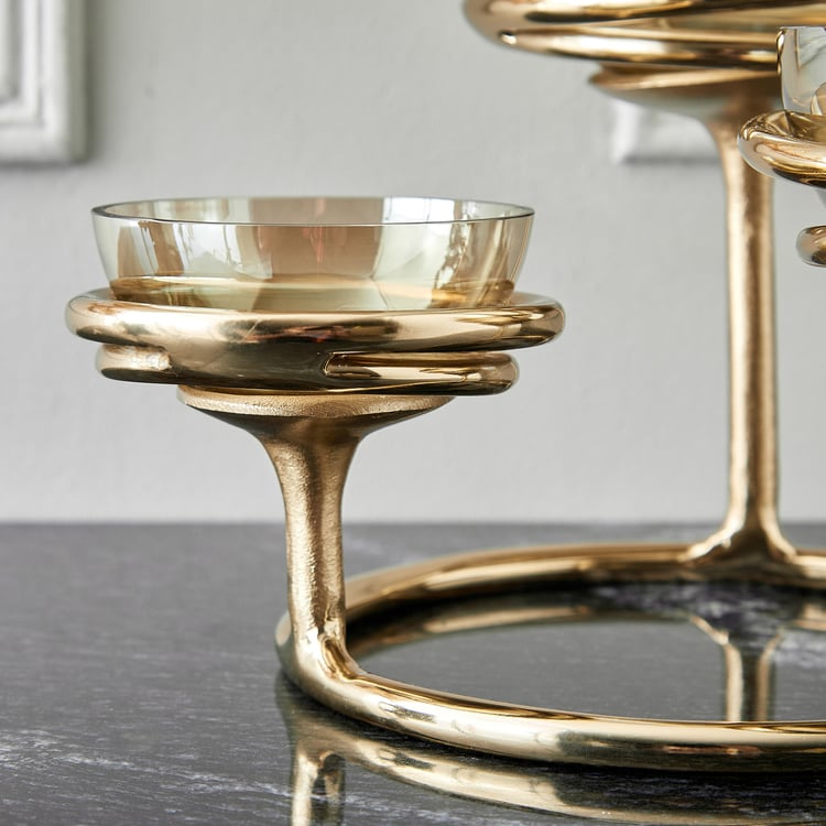 Brim Royale Swirl Glass Tri Bowl with Aluminium Stand