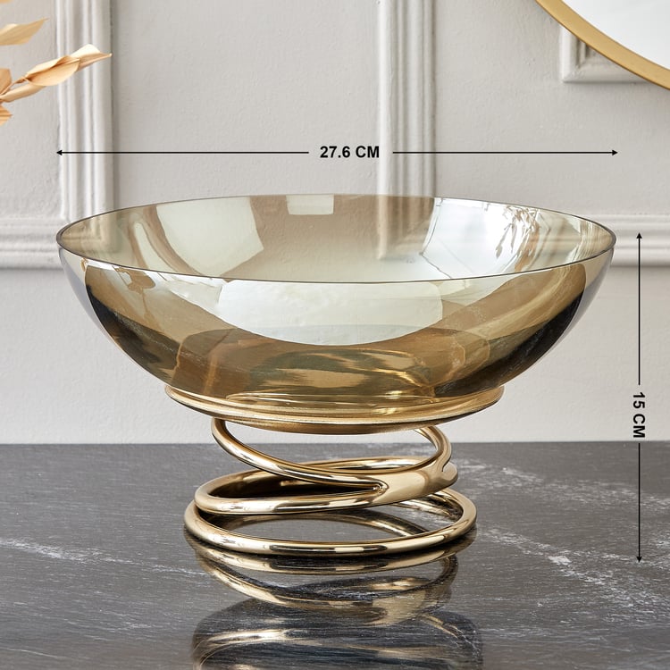 Brim Royale Swirl Glass Footed Bowl with Aluminium Stand