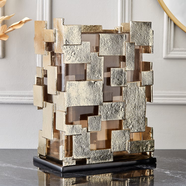 Brim Royale Blocks Glass and Aluminium Vase - Large