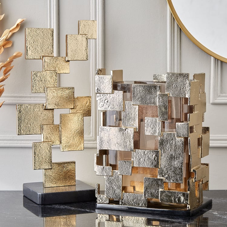 Brim Royale Blocks Glass and Aluminium Vase - Large