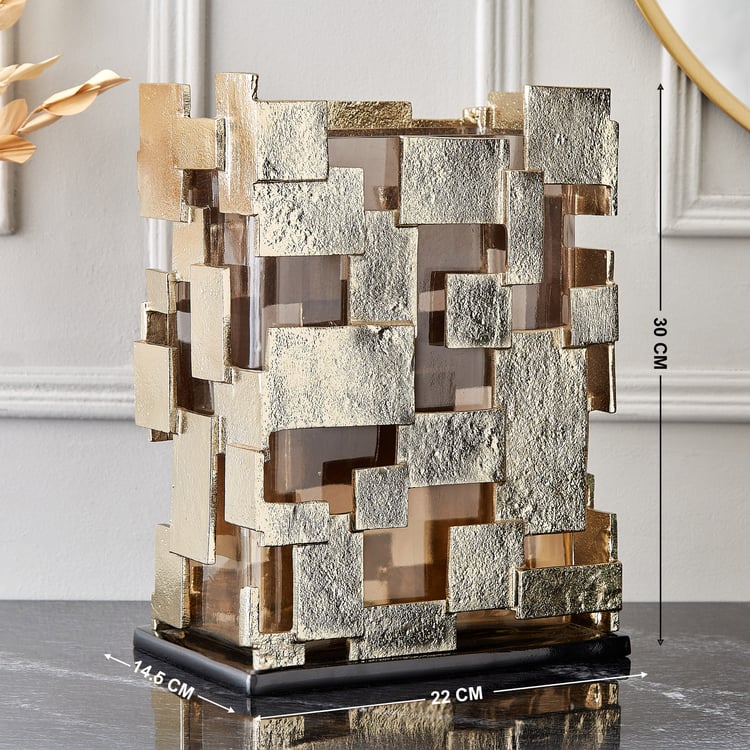 Brim Royale Blocks Glass and Aluminium Vase - Large