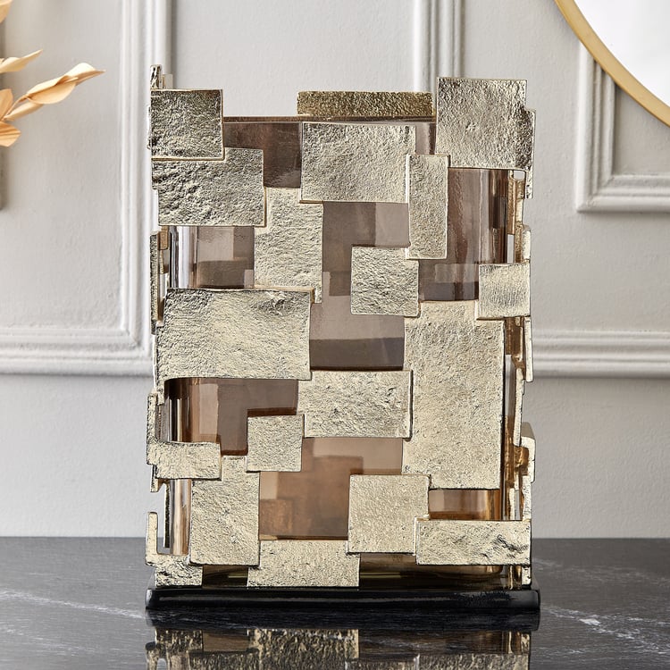 Brim Royale Blocks Glass and Aluminium Vase - Large